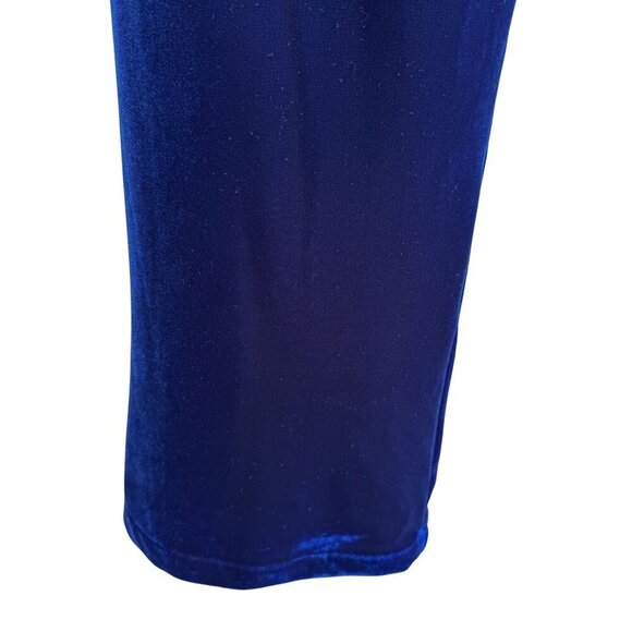 Shasha Collection Vintage Blue Velvet Womens Back Zip Flat Front Wide Leg Pant L - Picture 7 of 8